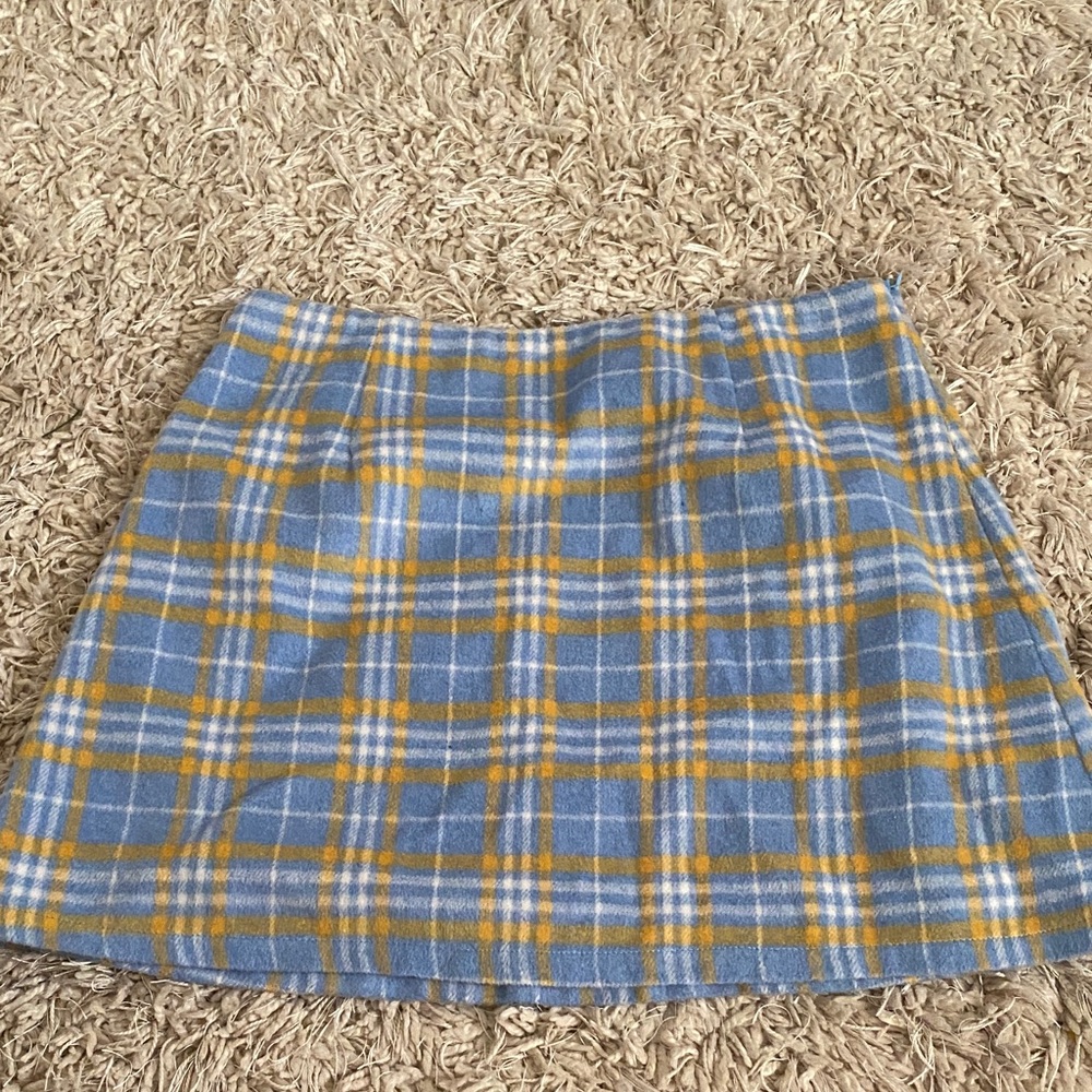 Princess Polly Blue and Yellow Plaid Mini Skirt